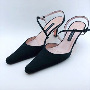 Albert Nipon Vintage Black Matt Satin Shoes